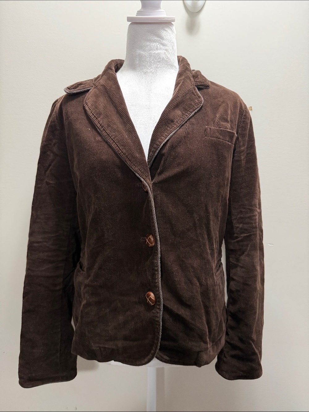 Y2K Joe Brown Corduroy Women's Blazer Jacket - Tailored Button Front Size 12